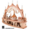 Schwibbogen Seiffener Dorf mit drehender Pyramide und beweglichen Figuren - 68x50 cm