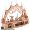 Schwibbogen Seiffener Dorf mit drehender Pyramide und beweglichen Figuren - 68x50 cm
