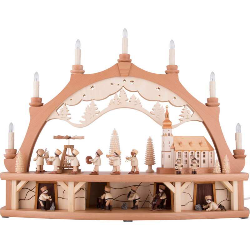 Candle Arch - Miners Parade with Moving Figurines - 68x50 cm / 26.8x19.7 inch