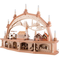 Schwibbogen Altstadt mit Arcaden und beweglichen Figuren - 76x55 cm