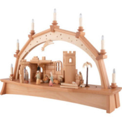 Schwibbogen Orientalische Krippe mit beweglichen Figuren - 76x52 cm