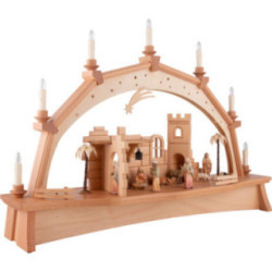 Schwibbogen Orientalische Krippe mit beweglichen Figuren - 76x52 cm