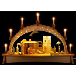 Schwibbogen Orientalische Krippe mit beweglichen Figuren - 76x52 cm