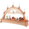 Schwibbogen Weihnachtsmarkt mit drehender Pyramide und beweglichen Figuren - 76x52 cm