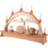 Schwibbogen Bergmannsaufzug mit drehender Pyramide und beweglichen Figuren - 76x52 cm