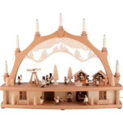 Candle Arch - Market Place with Turning Pyramid and Moving Figurines - 68x50 cm / 26.8x19.7 inch
