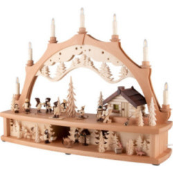 Candle Arch - Winter in the Ore Mountains with Moving Figurines - 68x50 cm / 26.8x19.7 inch