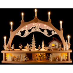 Candle Arch - Winter in the Ore Mountains with Moving Figurines - 68x50 cm / 26.8x19.7 inch