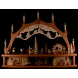 Candle Arch - Winter in the Ore Mountains with Moving Figurines - 68x50 cm / 26.8x19.7 inch