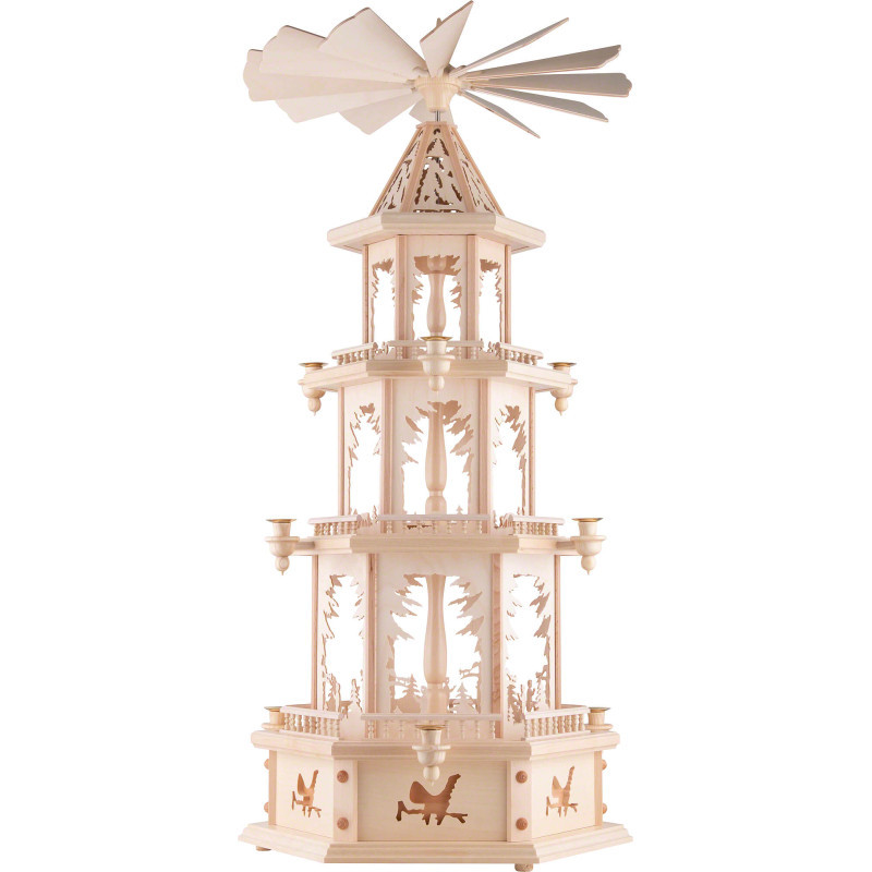 3-stöckige Pyramide unbestückt mit Waldmotiv - 105 cm