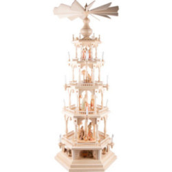 4-stöckige Pyramide Christi Geburt mit Bergwerk im Sockel - 145 cm