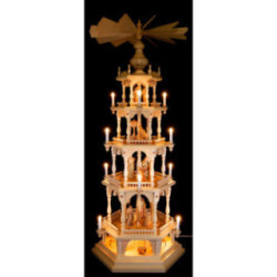 4-stöckige Pyramide Christi Geburt mit Bergwerk im Sockel - 145 cm