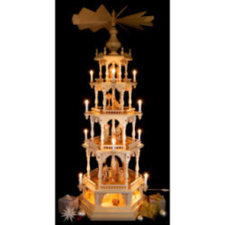 4-stöckige Pyramide Christi Geburt mit Bergwerk im Sockel - 145 cm