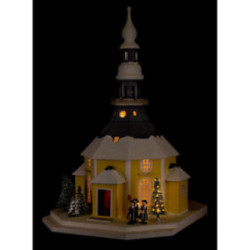 Lichterhaus Seiffener Kirche mit Kurrende und Weihnachtsbaum - 42 cm