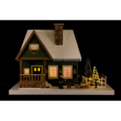 Lighted House Old Forester's Lodge with Christmas Tree - 25 cm / 9.8 inch
