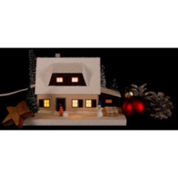 Lighted House Ore Mounten House with Shed, small - 18,5 cm / 7.3 inch