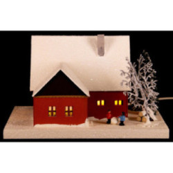 Lighted House Ore Mountain House with Children, small - 18,5 cm / 7.3 inch