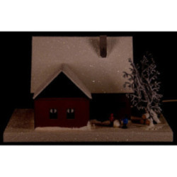 Lichterhaus Erzgebirgshaus mit Kindern, klein - 18,5 cm