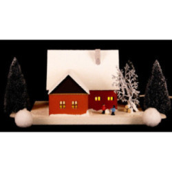 Lichterhaus Erzgebirgshaus mit Kindern, klein - 18,5 cm