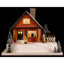 Lighted House Mountainside House with Christmas Parlor - 29 cm / 11.4 inch