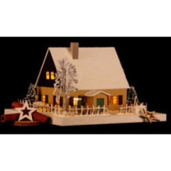 Lighted House Ore Mountains Home with Christmas Parlor, small - 11 cm / 4.3 inch