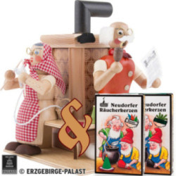 Set Räuchermännchen Großeltern am Kachelofen und zwei Packungen Räucherkerzen