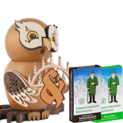 Bundle - Smoker - Owl with Candle Arch plus two packs of incense