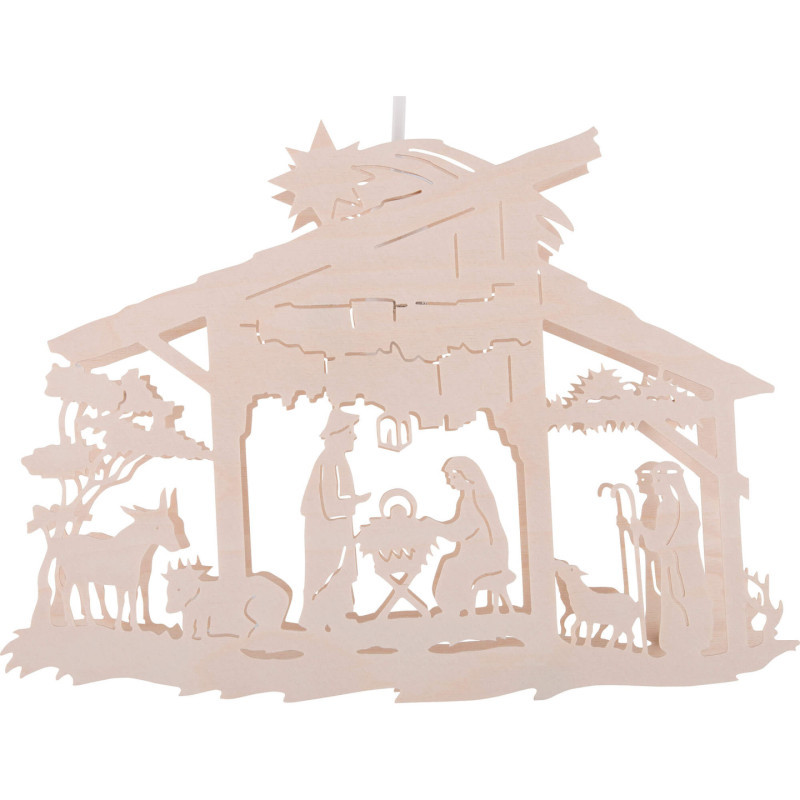 Window Picture - Nativity Scene in Stable - 25 cm / 9.8 inch