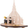Teelichtleuchter Seiffener Kirche mit Kurrende schwarz - 16 cm