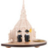 Teelichtleuchter Seiffener Kirche mit Kurrende schwarz - 16 cm