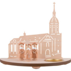 Tea Light Holder - Annaberg Church with Carolers - Natural - 16 cm / 6.3 inch