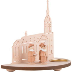Teelichtleuchter Annaberger Kirche mit Kurrende natur - 16 cm