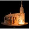 Tea Light Holder - Annaberg Church with Carolers - Natural - 16 cm / 6.3 inch