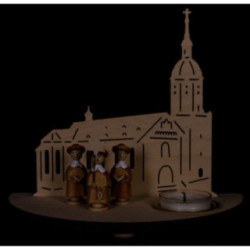 Tea Light Holder - Annaberg Church with Carolers - Natural - 16 cm / 6.3 inch