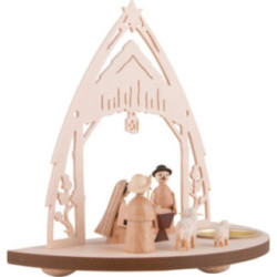 Teelichtleuchter Christgeburt mit Figuren - 16 cm