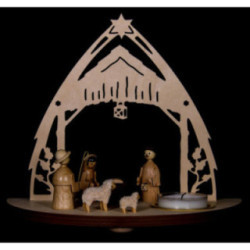 Teelichtleuchter Christgeburt mit Figuren - 16 cm
