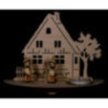 Tea Light Holder - Forest Hut with Skier - 16 cm / 6.3 inch