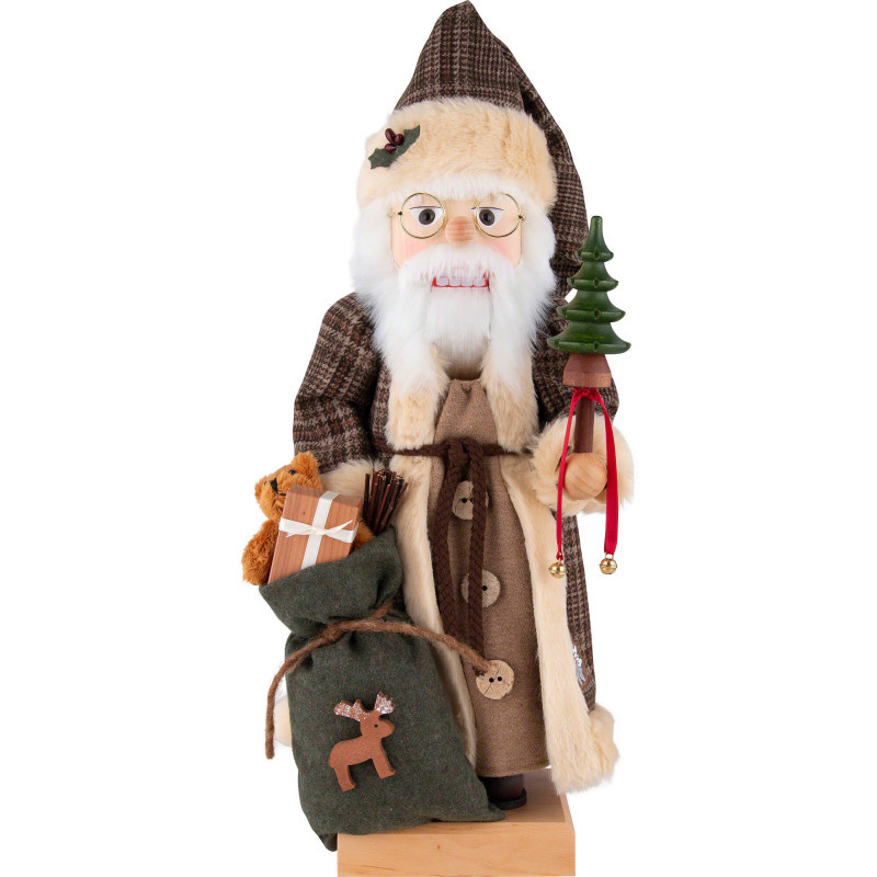 Nussknacker Weihnachtsmann braun kariert - 49 cm