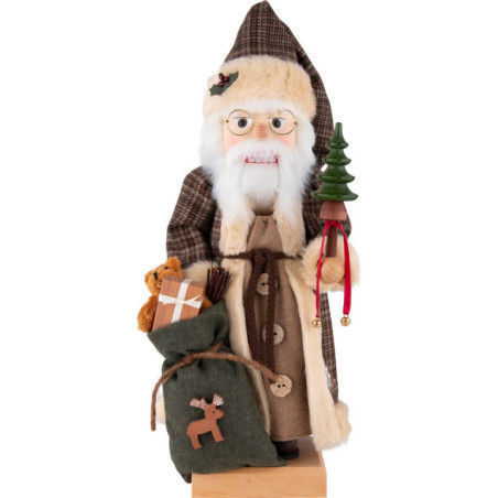 Nussknacker Weihnachtsmann braun kariert - 49 cm