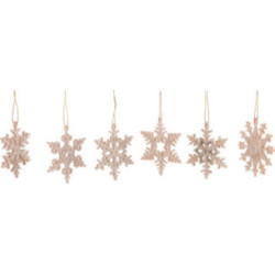 Christbaumschmuck Schneekristalle, 6er Set - geflittert - 6 cm