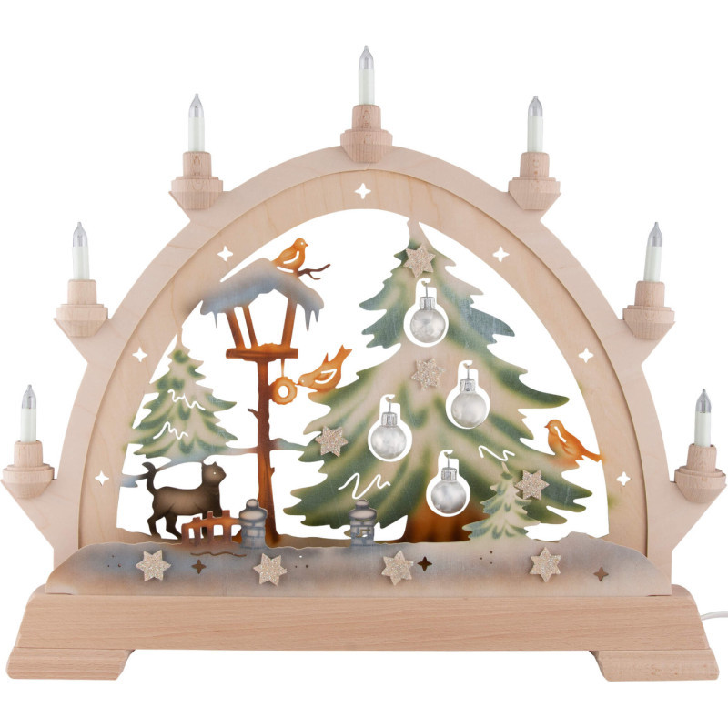 Candle Arch - Cat with Baubles, Colored - 48x42 cm / 18.9x16.5 inch