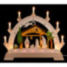 Schwibbogen Christgeburt mit gebeizten Figuren, farbig - 48x42 cm