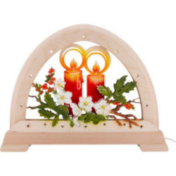 Schwibbogen Kerze, rot - 48x37 cm