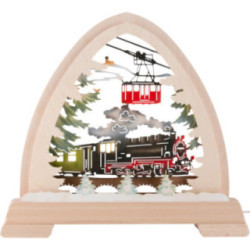 Pointed Arch - Train, Colored - 40x37 cm / 15.7x14.6 inch