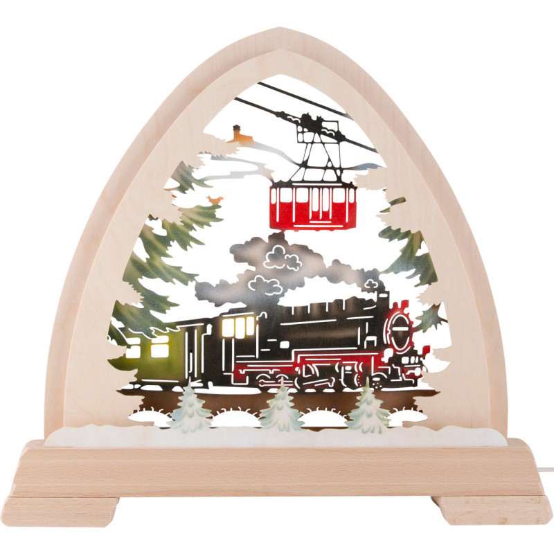 Pointed Arch - Train, Colored - 40x37 cm / 15.7x14.6 inch