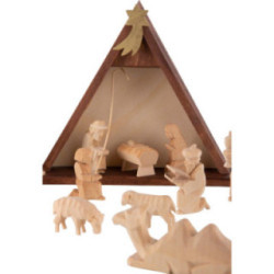 Nativity Set of 16 Pieces, Untreated - 14,5 cm / 5.7 inch