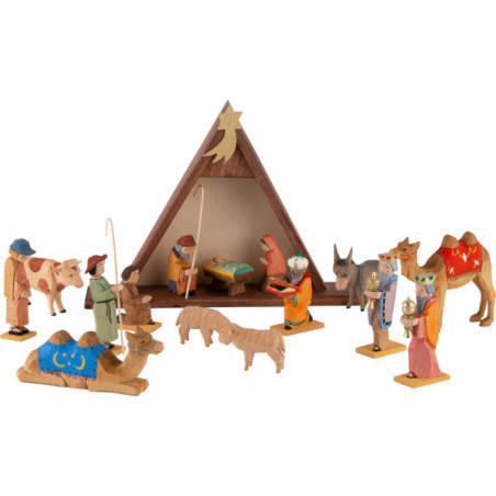 Nativity Set of 16 Pieces, Colored - 14,5 cm / 5.7 inch