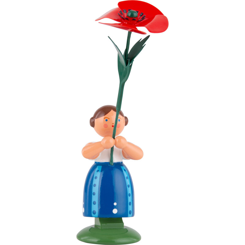 Meadow Flower Girl with Poppy - 11 cm / 4.3 inch