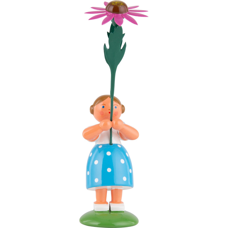 Summer Flower Girl with Purple Coneflower - 12 cm / 4.7 inch