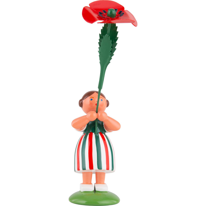 Summer Flower Girl with Poppy - 12 cm / 4.7 inch